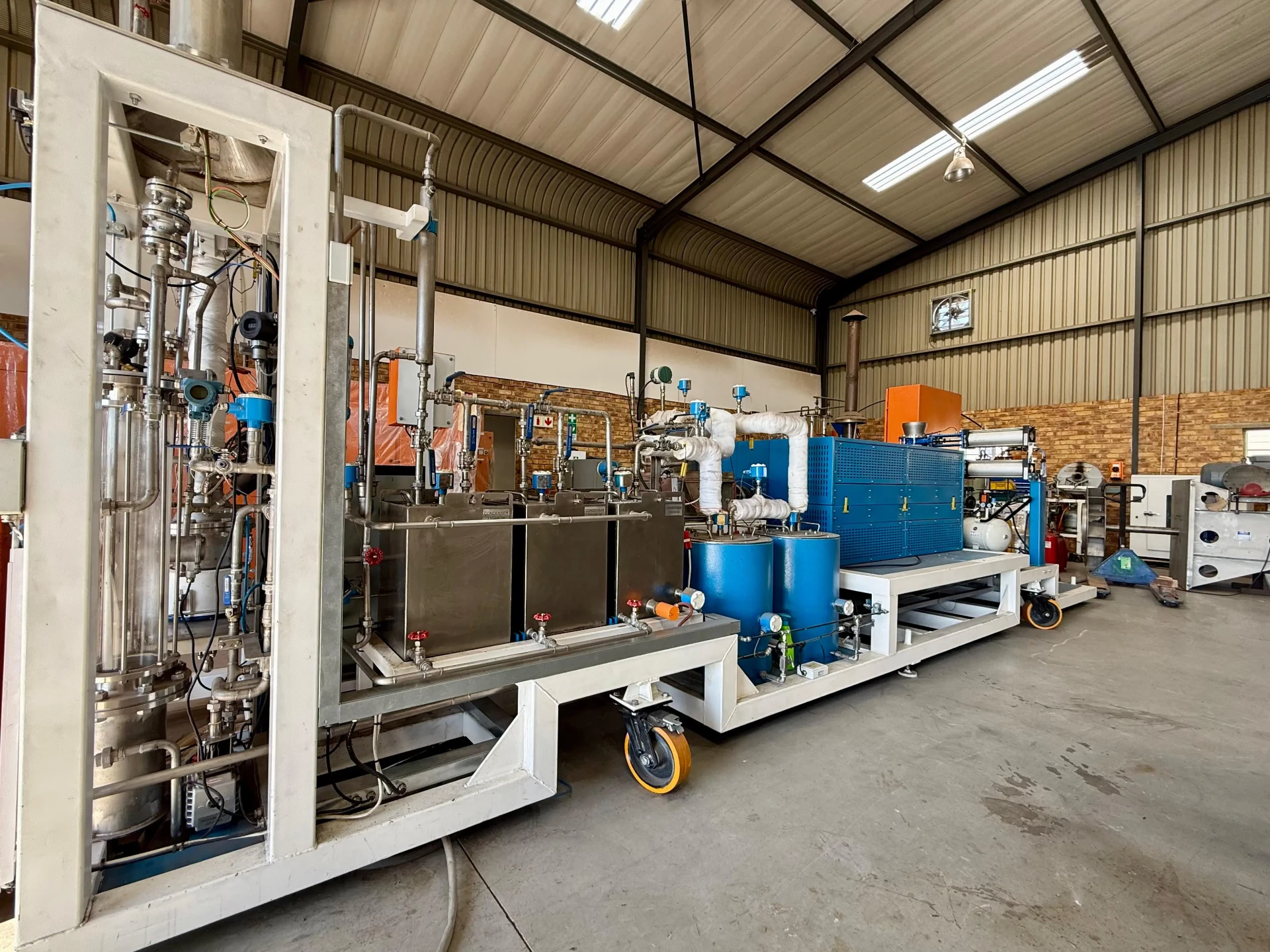 Pilot plant laboratory with pyrolysis testing equipment