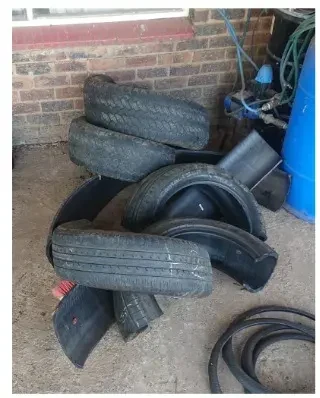 Whole used tyres ready for processing